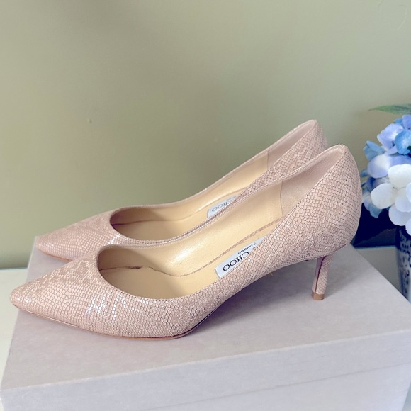 Jimmy Choo Romy 60 Nude Kitten Heels size 38/8
